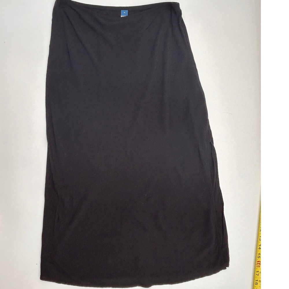 Old Navy Crepe Maxi Skirt Size M Black Jack Side Slit Quiet Luxury Minimalist - Picture 2 of 10